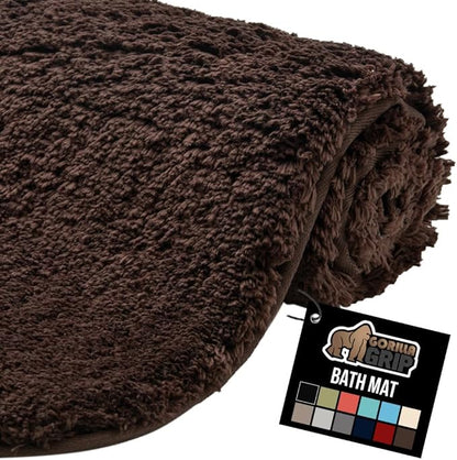 GORILLA GRIP Bathroom Rugs, 60x24, Ultra Soft Absorbent Mat, Thick Plush Bath Rug, Machine Washable, Microfiber Quick Dry, Mats for Shower, Bathtub and Floor, Home Decor Accessories, Brown