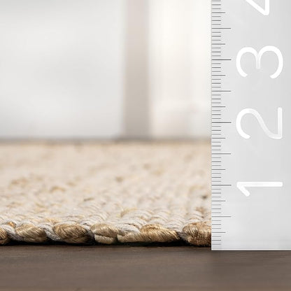 nuLOOM 2x3 Elfriede Jute & Cotton Hand Woven Area Rug, Natural, Solid Rustic Farmhouse Style, Weaved Design, Natural Fiber, For Bedroom, Living Room, Dining Room, Hallway, Office, Entryway