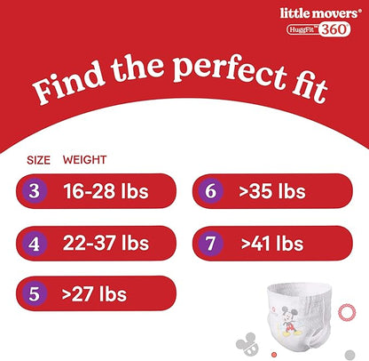 Huggies Size 3 Baby Diapers, Little Movers HuggFit 360° Baby Diapers with 360° Waistband, Size 3 (16-28 lbs), 26 Count, Packaging May Vary