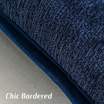 FUTEI Navy Blue Chenille Throw Pillow Covers 16x16 Inch Set of 2,Soft Cozy Bound Edge Design Cushion Case,Home Decor for Couch Bed Living Room