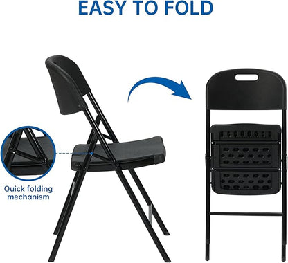 20 Pack Thicker 800 LBS Black Folding Chairs, Commercial Grade Folding Chair, Foldable Chairs for Events
