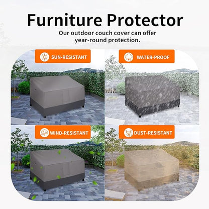 Easy-Going Waterproof Outdoor Loveseat, Heavy Duty Deep 2-Seater Patio Couch, Windproof Furniture Cover with Air Vent (58Wx40Dx31H inch, Gray/Dark Gray)