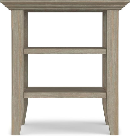 SIMPLIHOME Acadian SOLID WOOD 19 Inch Wide Square Transitional End Table in Distressed Grey, For the Living Room and Bedroom