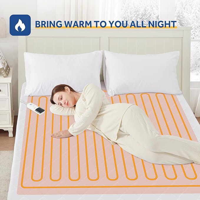 Sealy Heated Mattress Pad Twin Size Single Control for Zone, 9 Heated Settings & 1-9 Hours Auto Shut Off, Luxury Quilted Bed Warmer with ETL Certified, Soft Extra-Cozy Fabric