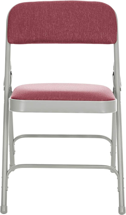 OEF Furnishings OEF2200 Series Heavy-Duty Premium Fabric Padded Upholstery Double-Hinged Folding Chairs (4-Pack, Crimson Red/Gray)