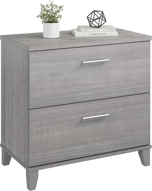 Bush Furniture 2 Drawer Lateral File Cabinet, Letter and Legal-Size Document Storage for Home or Professional Office, Somerset Collection, Platinum Gray