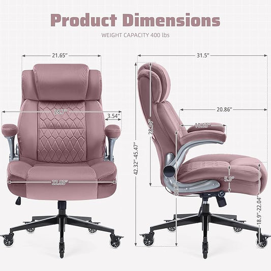 Large High Back Office Chair with Flip Arms- Executive Desk Chair with Locking Wheels, Adjustable Lumbar Support, Ergonomic Breathable Fabric Computer Chair Prevents Cats Scratching