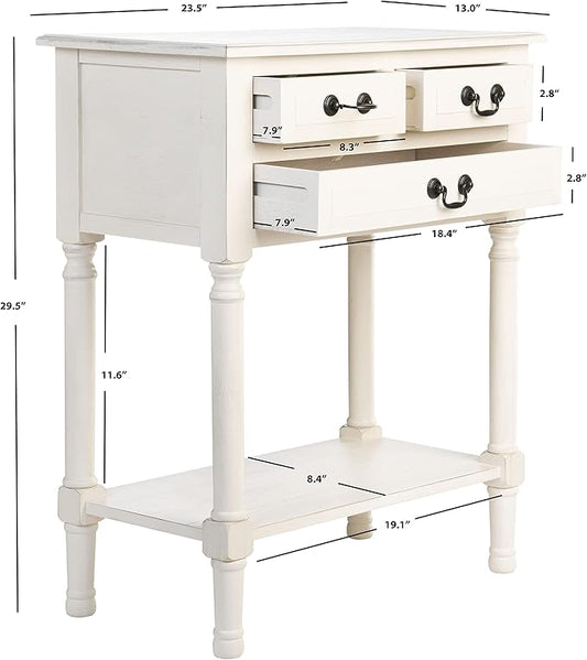 SAFAVIEH Home Collection Primrose White 3-Drawer Console Table