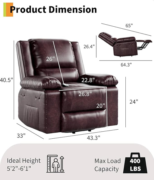 GarveeHome Oversized Electric Lift Recliner Chair - Heat and Massage, PU Leather Power Lift Recliner for Elderly & Mobility Impaired, Adjustable Back and Legs, Heavy Duty Lift Chair for Seniors