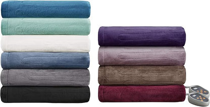 Beautyrest Heated Plush Elect Electric Blanket with 20 Heat Level Setting Controllers Equip with Secure Comfort Technology and 10 Hours Auto Shut Off, Full: 80x84, Lavender,BR54-0655