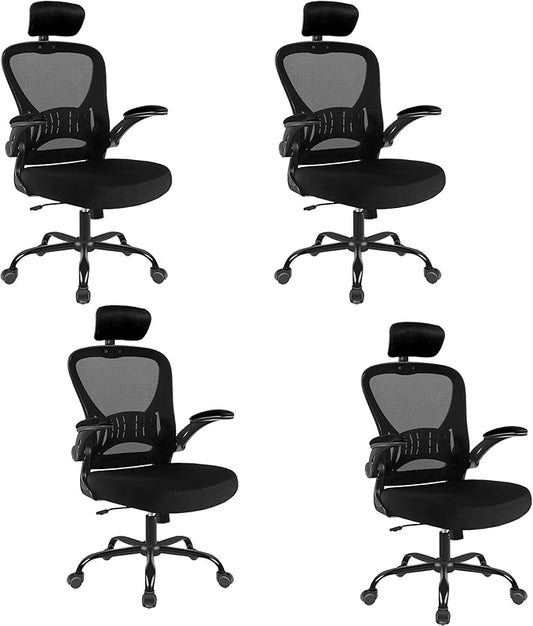 4 Pack Office Chair Ergonomic Desk Chair Comfort Adjustable Height with Wheels，Lumbar Support Mesh Swivel Computer Home Office Chair,Conference Room Chairs