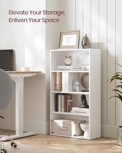 VASAGLE CUSTOS Collection - Bookshelf, 4-Tier Bookcase, Book Shelf, Open Storage Shelf, 9.4 x 23.6 x 42.4 Inches, for Living Room, Home Office, Dinning Room, Cloud White ULBC164T14