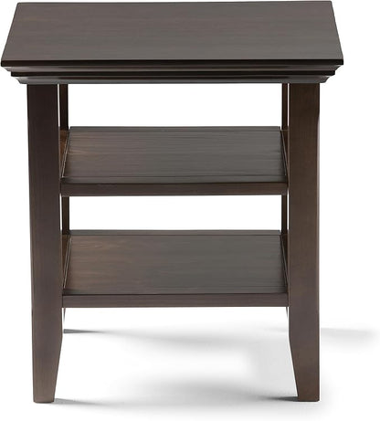 SIMPLIHOME Acadian SOLID WOOD 19 inch Wide Square Transitional End Table in Brunette Brown for the Living Room and Bedroom