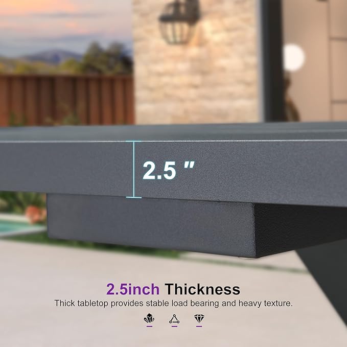 PURPLE LEAF 11 Pieces Outdoor Dining Set Patio Furniture Set with Large Aluminum Table and French Bistro Chairs for Garden Backyard Gray Patio Dining Set