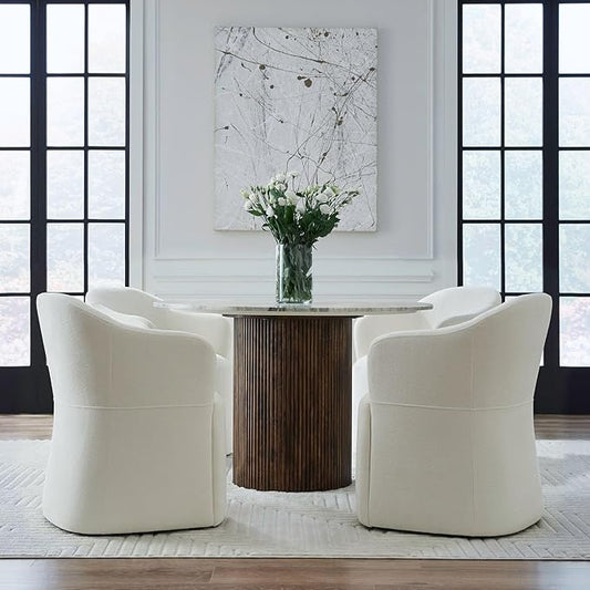 Liberty Furniture Accent Dining Chairs with Castors - Squared Arm - Ivory Upholstry - Set of Four
