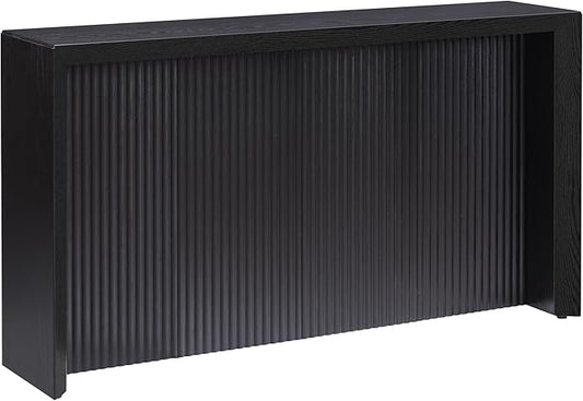 Henn&Hart 56'' Wooden Rectangular Fluted Console Table Entryway Table, Sofa Table for Entryway, Living Room, Couch, Hallway, or Office, Black Grain