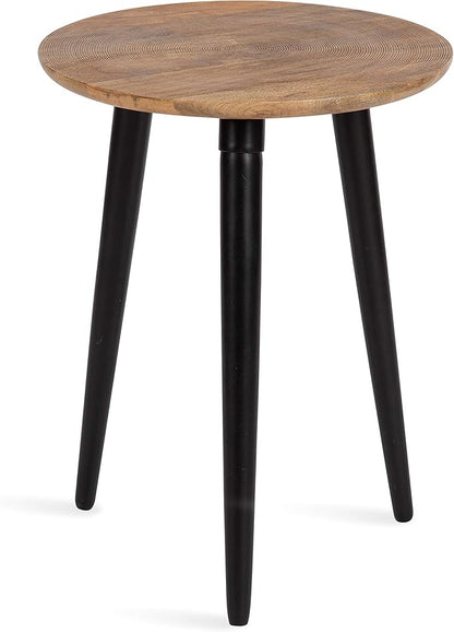 Kate and Laurel Rumsen Farmhouse Side Table, 16 x 16 x 21, Natural and Black, Sophisticated Modern Pedestal End Table for Storage and Display