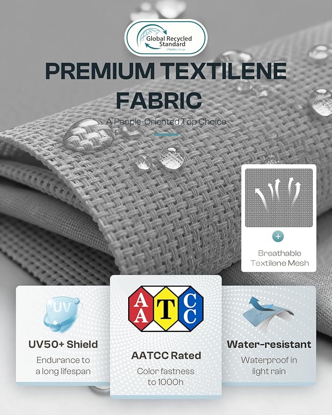 Pool Lounge Chairs Set of 3 (2 Loungers + 1 Side Table)，Outdoor Lounge Chairs with Wheels and 5-Position Recliner, Aluminum Patio Lounge Chair for Poolside, Deck (Darkgray)