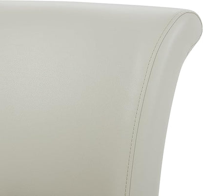 CHITA 26 Inch Counter Height Swivel Bar Stool, FSC Certified Modern Upholstered Faux Leather Swivel Barstool Chair with Back, Creamy Grey