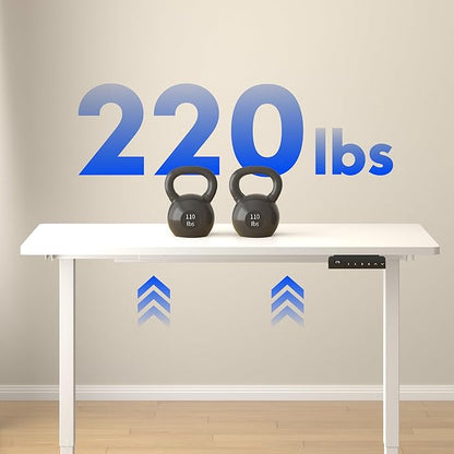 FLEXISPOT E3 Dual Motor Electric Standing Desk 48 x 24 Sit Stand Up Desk, Holds 220 lbs, Adjustable Height w/ Memory Presets, One-Piece White Desktop & White Frame, Ships in 2 Boxes