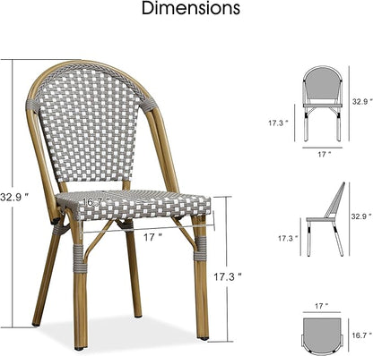PURPLE LEAF 7 Pieces Outdoor Dining Set Patio Furniture Set with Large Aluminum Table and French Bistro Chairs for Garden Backyard Gray Patio Dining Set