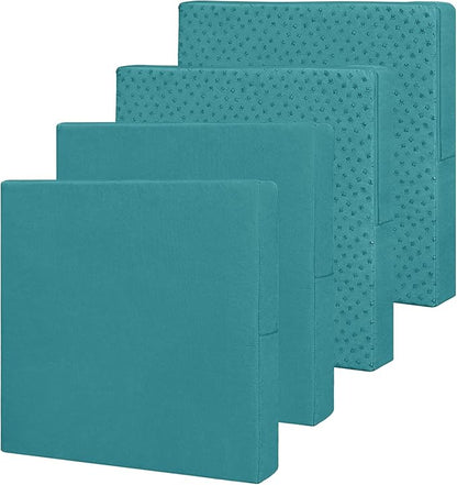 Easy-Going Waterproof Patio Cushion Covers 22x20x4 inch 4 Pack Replacement Non-Slip Outdoor Seat Cushion Slipcover with Zipper. Teal