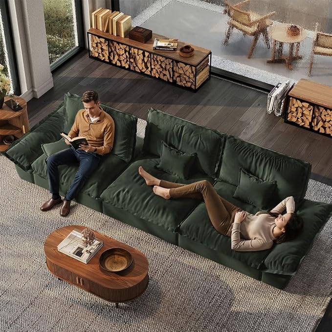 POVISON Oversized Modular Sectional Sailboat Sofa for Living Room with Adjustable Backrest Modern Sectional Couches Loveseat Large Deep Sofa Set 2 Seats Big Comfy Cloud Couch for House Office
