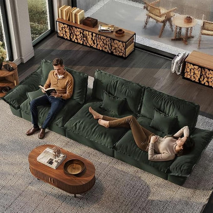 POVISON Oversized Modular Sectional Sailboat Sofa for Living Room with Adjustable Backrest Sectional Couches Large Deep Sofa Set 3 Seats Big with 3 Ottomans Comfy Cloud Couch for House Office