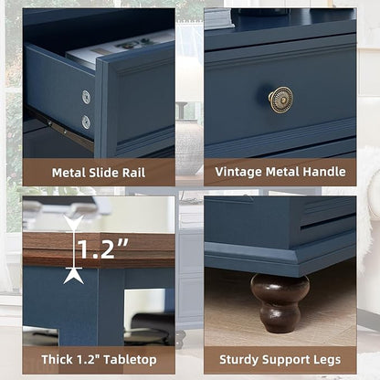 Farmhouse Dresser and Nightstand Sets, Wood 54" Wide Dresser & 24" Night Stand with Charging Station, 2 Piece Bedroom Furniture Set, Chest of Drawers for Bedroom, Home, Living Room, Hallway