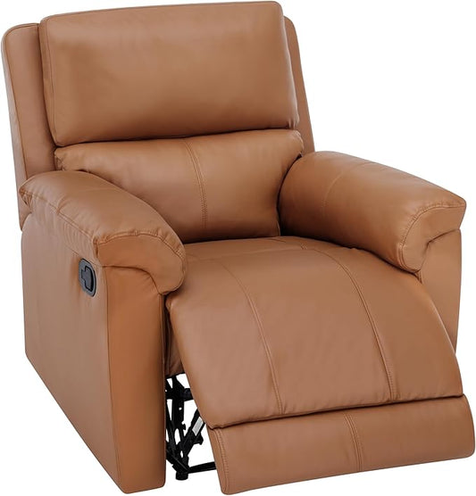MINCETA Recliner Chairs,Modern 5" Wall Hugger Nursery Recliner with Overstuffed Arm and Back for Living Room,PU Leather in Brown
