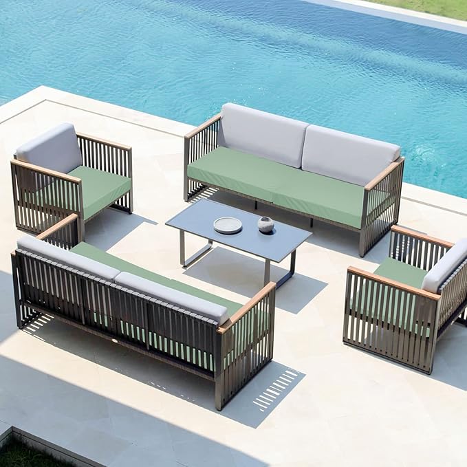Easy-Going Waterproof Patio Cushion Covers 22x20x4 inch 2 Pack Replacement Non-Slip Outdoor Seat Cushion Slipcover with Zipper. Greyish Green