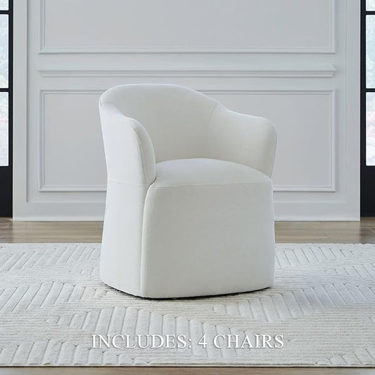 Liberty Furniture Accent Dining Chairs with Castors - Squared Arm - Ivory Upholstry - Set of Four