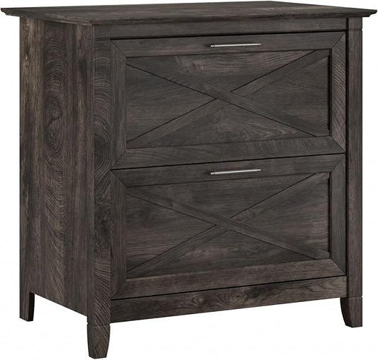Bush Furniture Key West 2 Drawer Lateral File Cabinet in Dark Gray Hickory, Document Storage for Home Office, Accent Chest with Drawers