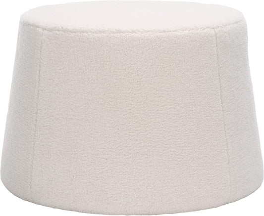 SAFAVIEH Home Collection Liesel Ivory Sherpa Wide Flared Ottoman (Fully Assembled)