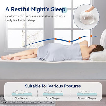 Amazon Basics Memory Foam Mattress, Medium Firm, 12 Inch, Full, White/Grey