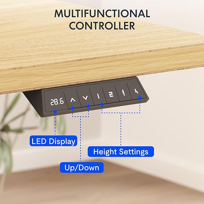 FLEXISPOT EN2 Whole-Piece Standing Desk with Clamp Power Strip, 48 x 30 Electric Stand Up Height Adjustable Desk with Cable Management (White Frame + 48" Maple Top, 2 Packages)
