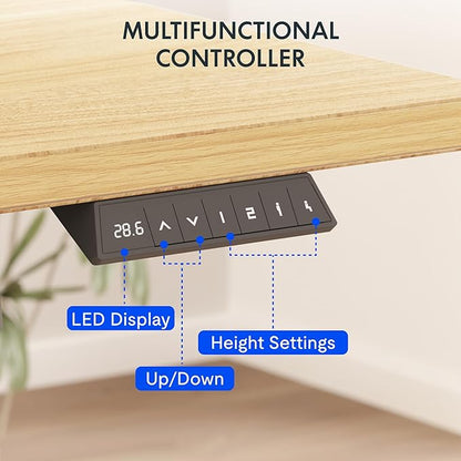 FLEXISPOT EN2 Whole-Piece Standing Desk with Clamp Power Strip, 40 x 24 Electric Stand Up Height Adjustable Desk with Cable Management (Gray Frame + Maple Top, 2 Packages)