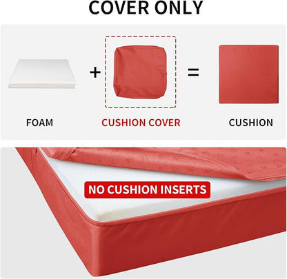 Easy-Going Waterproof Patio Cushion Covers 20x18x4 inch 4 Pack Replacement Non-Slip Outdoor Seat Cushion Slipcover with Zipper. Terra Red
