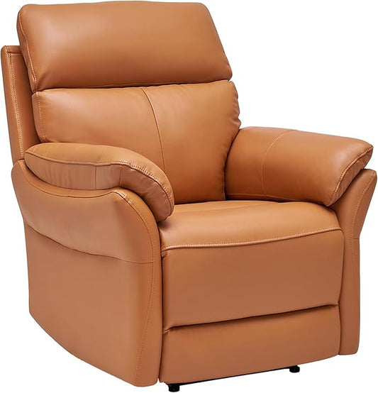 AIRSKY Genuine Leather Recliner Chair, Top Grain Leather, Italian Water-Washing Process, Wall Hugger Recliner Chair, for Living Room, Theater Seating, Bedroom. R1, Orangish Yellow