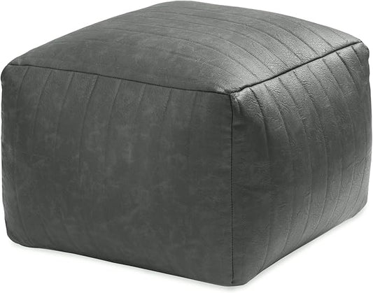 Anji Mountain 100% Handmade & Handcrafted Comfortable Home Décor Pouf Ottoman Footrest for Living Room, Bedroom, Nursery, Kidsroom, Patio Furniture - (22" x 22" x 16" - Gray)