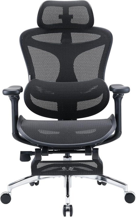 SIHOO Doro C300 Ergonomic Office Chair with Footrest, Ultra Soft 3D Armrests, Dynamic Lumbar Support for Home Office Chair, Adjustable Backrest Desk Chair, Swivel Big and Tall Computer Chair (Black)