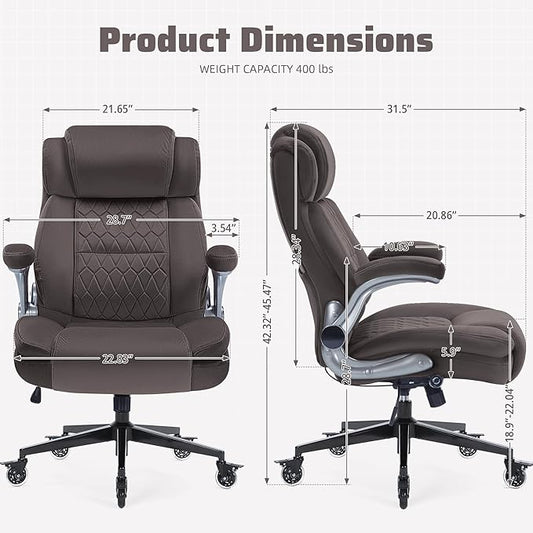 Large High Back Office Chair with Flip Arms- Executive Desk Chair with Locking Wheels, Adjustable Lumbar Support, Ergonomic Breathable Fabric Computer Chair Prevents Cats Scratching
