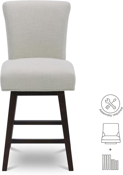 CHITA 26 Inch Counter Height Swivel Bar Stools Set of 4, FSC Certified Modern Upholstered Swivel Barstool Chairs with Back, Fabric in Linen