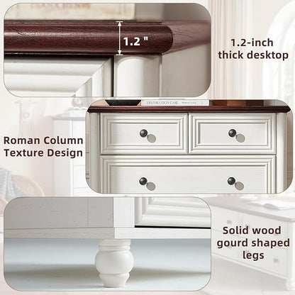 Dressers and Night Stand Set of 3, Wood 43.5" Tall Dresser and 18" Wide with Charging Station Chest of Drawers, Roman Column Nightstand Set of 2, Bedroom Furniture Dresser Suites for Home Living Room
