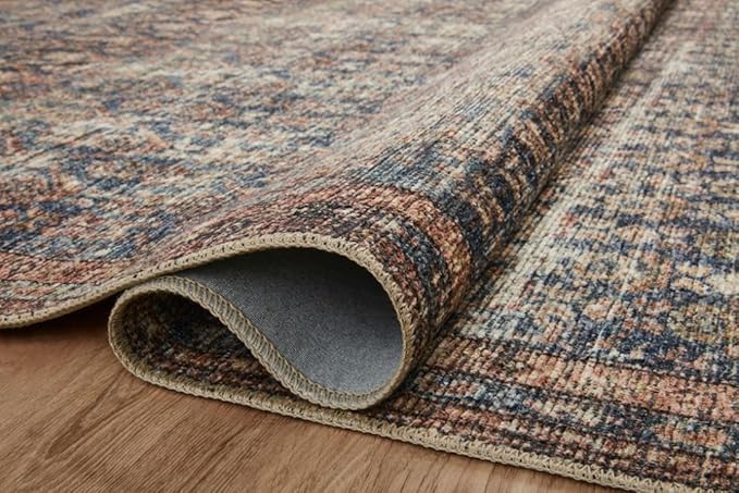 Loloi Amber Lewis Billie Collection, Ocean & Brick 6'-0" x 9'-0" Area Rug – Antique & Distressed Accent Rugs for Living Room, Bedroom, Entryway & Hallway, No Shed High Traffic Area Home Decor Rug