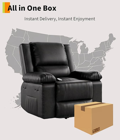 GarveeHome Power Lift Recliner Chair - Heat and Massage, PU Leather, Adjustable Back and Legs, Electric Lift Chair Designed for The Elderly and People with Mobility impaired