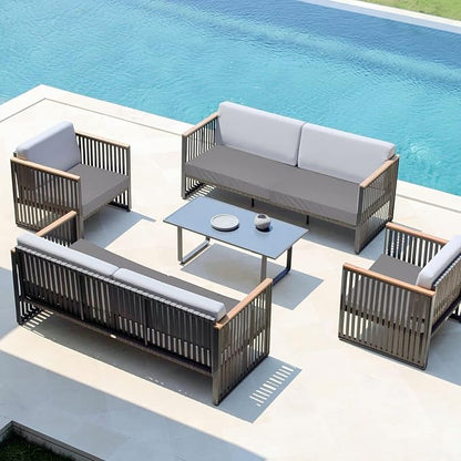 Easy-Going Waterproof Patio Cushion Covers 22x20x4 inch 4 Pack Replacement Non-Slip Outdoor Seat Cushion Slipcover with Zipper. Gray