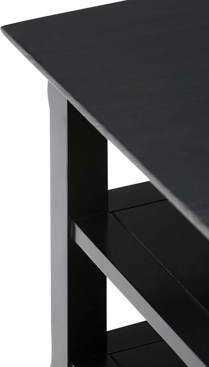 SIMPLIHOME Acadian SOLID WOOD 19 inch Wide Square Transitional End Table in Black for the Living Room and Bedroom