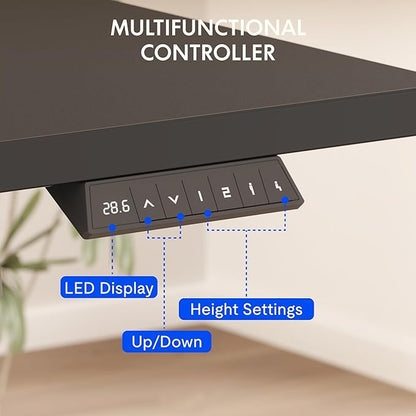 FLEXISPOT EN2 Whole-Piece Standing Desk with Clamp Power Strip, 55 x 28” Electric Stand Up Height Adjustable Desk with Cable Management (Black Frame + 55" Black Top, 2 Packages)