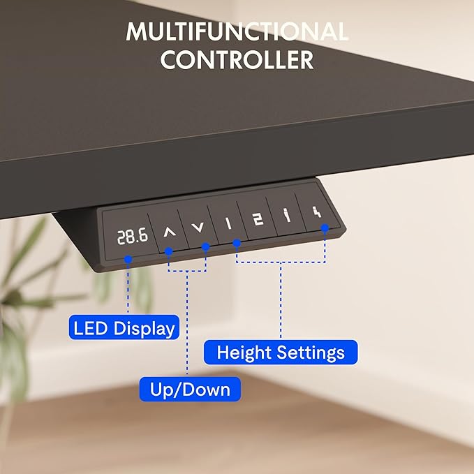 FLEXISPOT EN2 Whole-Piece Standing Desk with Clamp Power Strip, 48 x 24 Electric Stand Up Height Adjustable Desk with Cable Management (White Frame + 48" Black Top, 2 Packages)